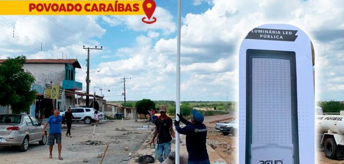 PREFEITURA REALIZA INSTALAÇÃO DE ILUMINAÇÃO EM TECNOLOGIA LED EM CANTEIRO NO POVOADO CARAÍBAS.