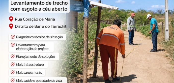 PREFEITURA DE CHORROCHÓ REALIZA VISITA TÉCNICA PARA LEVANTAMENTO DE TRECHO COM ESGOTO A CÉU ABERTO